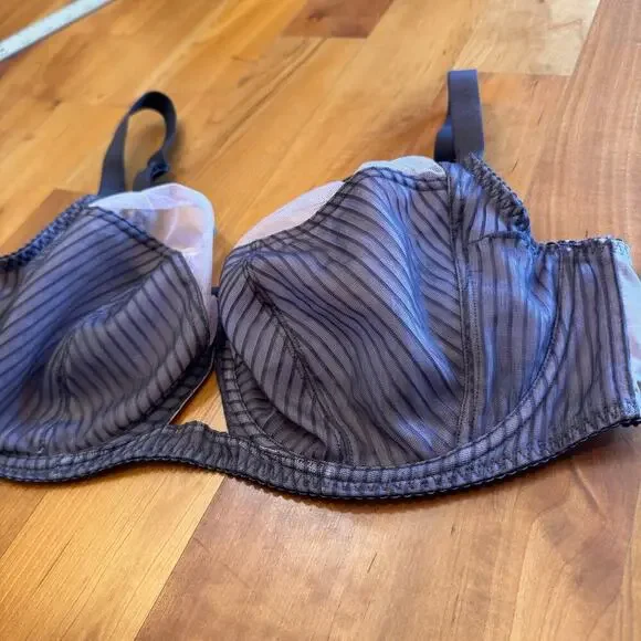 38H curvy Kate pin-up bra balcony underwire grey gray mesh sheer sexy like new - Picture 2 of 8